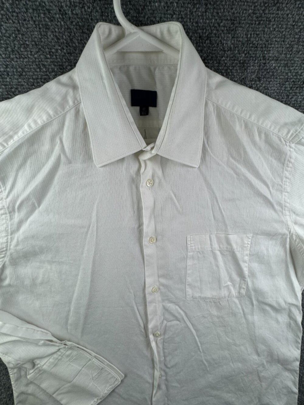 Kenzo Homme Long Sleeve Button Up Shirt Men White 16.5 Striped Pocket Cotton
